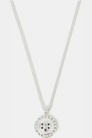 Accessorize Silver Tone Diamante Disc Pendant Necklace One