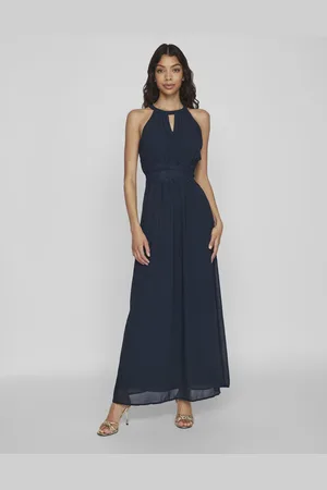 VILA Halterneck Flower Girl Lace Detail Occasion Maxi Dress AU 14