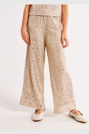Abercrombie & Fitch Sequin Gold Occasion Party Wide Leg Trousers 13