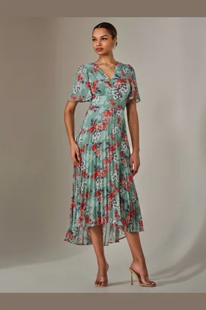 Jolie Moi Angel Sleeve Pleated Chiffon Maxi Dress AU 8