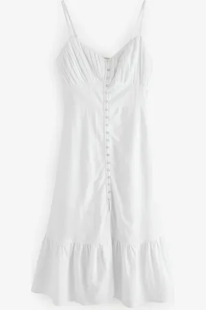 Next Button Down Midi Dress With Linen AU 24