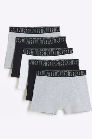 River Island Grey Marl Boys Marl 100% Cotton Boxers 5 Pack 11