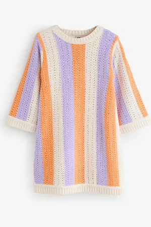 River Island Girls Hotfix Stripe Crochet Dress 110116cm