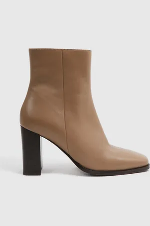 Reiss Camel Casey Square Toe Block Heel Boots AU 5 (EU 35)