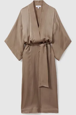 Reiss Mink Nell Textured Belted Kimono L