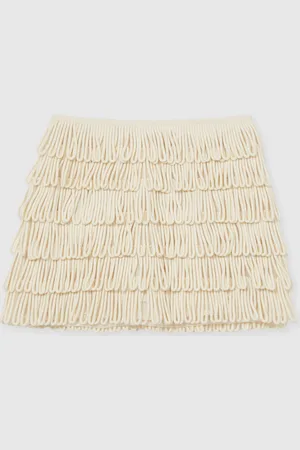 Reiss Bobbi Loop-Stitch Fringe Mini Skirt AU 10