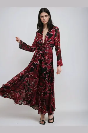 Religion Flash 2 Way Wrap Maxi Dress With Long Sleeves AU 12