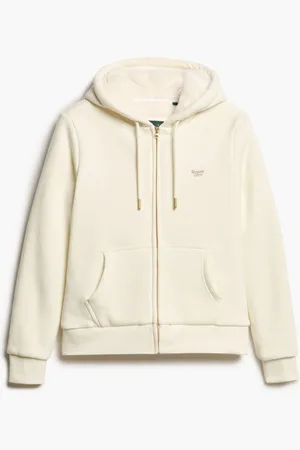 Superdry Off White Essential Borg Lined Zip Hoodie AU 8