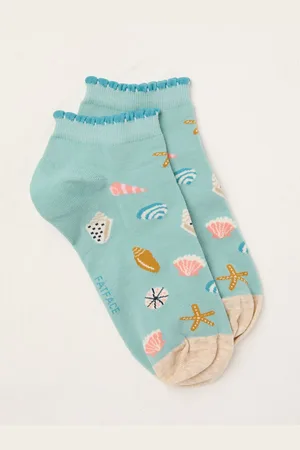 Fat Face FatFace Green Shell Trainer Socks One