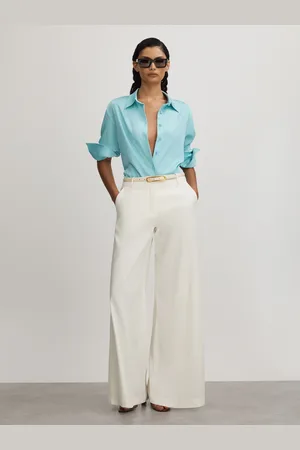Anna Quan Wide Leg Linen Blend Trousers AU 8