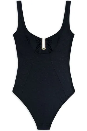 Chelsea Peers Black Leopard Jacquard U Front Swimsuit 22