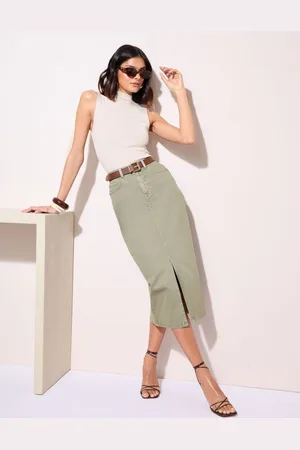 Friends Like These Split Front Denim Midi Skirt AU 12
