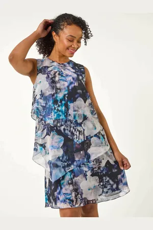 Roman Petite Floral Print Tiered Dress AU 16