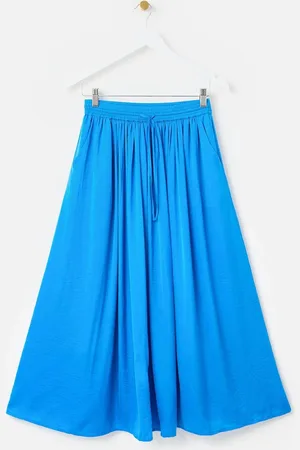 Oliver Bonas Pleated Hammered Satin Midi Skirt AU 8