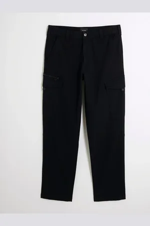 River Island Black Cargo Trousers 34s