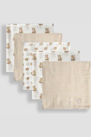 JoJo Maman Bébé 5-Pack Embroidered Muslins ONE