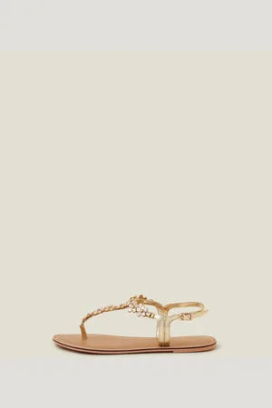 Accessorize Natural Flower Embellished Sandals AU 7 (EU 38)