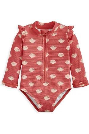 Mamas & Papas Red Shell Print Long Sleeve Swimsuit Upto 3 Months (50