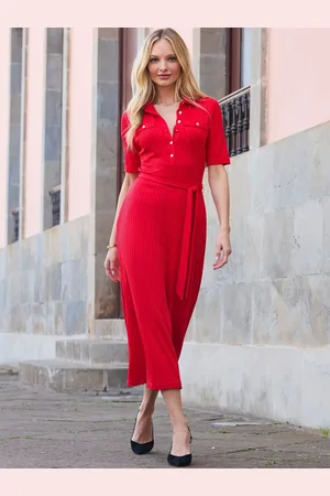 Sosandar Premium Ribbed Polo Collar Midi Dress AU 6