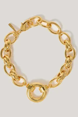 Jigsaw Gold Tone Round Link Chain Bracelet One