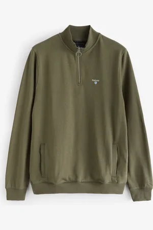Barbour Olive Green Beckhill Quarter Zip 100% Cotton Sweatshirt M