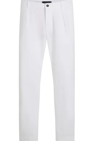 Tommy Hilfiger White Murray Herringbone Chino Trousers W34 L32