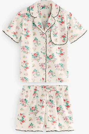 Cath Kidston Ecru Icon Bunches 100% Cotton Short Button Up Pyjamas AU 12
