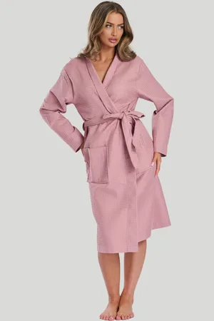 Loungeable Pink 100% Cotton Waffle Robe large