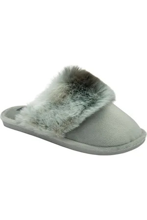 Dunlop Green Ladies Closed Toe Faux Fur Mule Slippers AU 8 (EU 39)