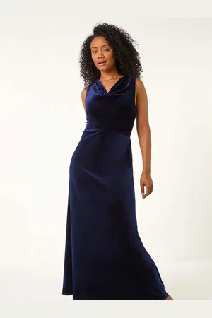 Roman Petite Cowl Neck Velvet Maxi Dress AU 10