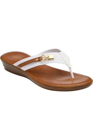 Lotus White Low Wedge Toe Thong Sandals AU 6 (EU 37)
