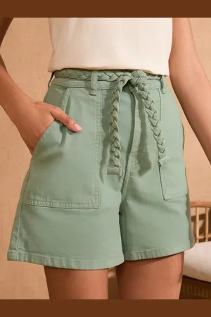 Love & Roses Plait Belted Denim Shorts 22