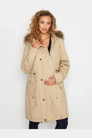 Long Tall Sally Natural Maternity Faux Fur Trim Parka AU 14 Tall
