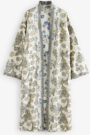 Next Blue/Gold Fil coupé Longline Kimono Cover-Up M-L