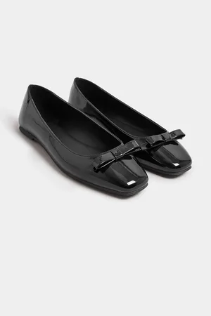 Long Tall Sally Black Ballet Bow Square Toe Pumps AU 12 (EU 43)