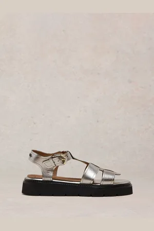 White Stuff Metallic Rose Leather Sandals AU 7 (EU 37.5)