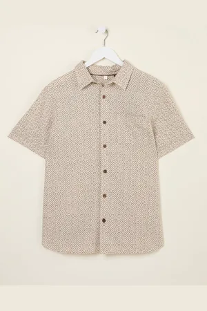Fat Face FatFace Short Sleeve Diamond Tile Print Shirt medium