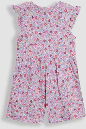 JoJo Maman Bébé Pink Strawberry Ditsy Floral Ruffle Shoulder 100% Cotton Playsuit 4