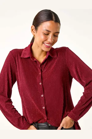 Roman Red Glitter Button Through Stretch Blouse AU 10