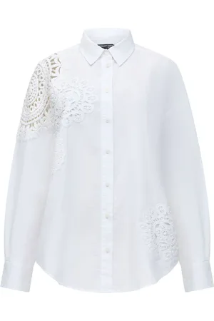 French Connection Lina Crochet Mix 100% Cotton Shirt xsmall