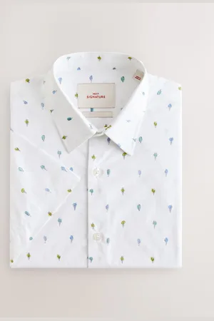 Next Regular Fit 100% Cotton Short Sleeve Formal Shirt XS