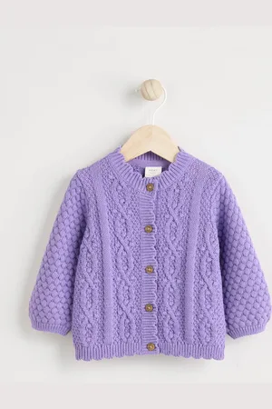 Next Purple Baby Knitted Bobble 100% Cotton Cardigan (0mths-2yrs) 12