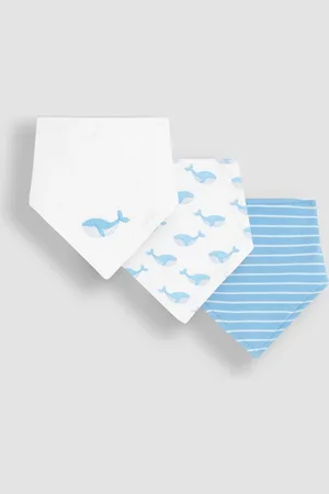 JoJo Maman Bébé Blue Whale 3-Pack Baby Dribble Bibs One