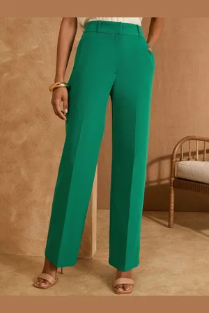 Love & Roses Green High Waist Wide Leg Tailored Trousers AU 16