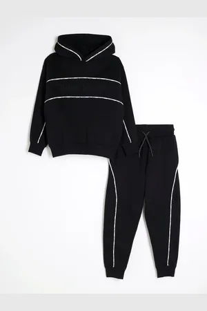 River Island Black Boys Black Piped Tracksuit 11