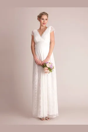Séraphine Long Lace V-Neck Maternity Bridal Gown AU 10