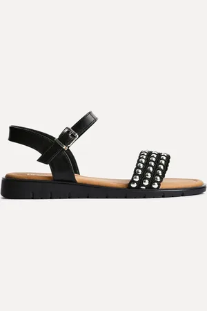 Linzi Black Electra Studded Front Strap Sandals AU 8 (EU 39)