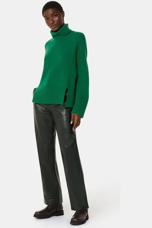 Whistles Green Wool Mix Roll Neck Knit Jumper S