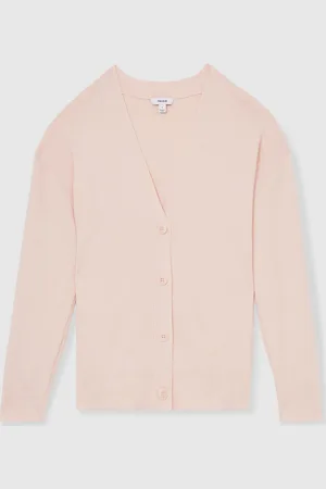 Reiss Pink Lucy Lyocell Blend V-Neck Cardigan M