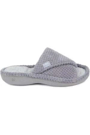 Totes Grey Ladies Isotoner Popcorn Turnover Open Toe Slippers AU 9 (EU 40)
